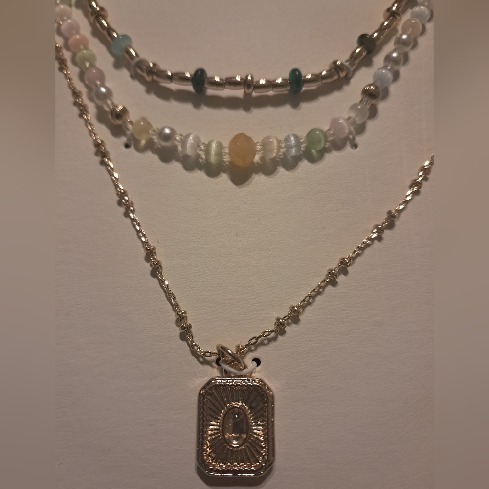 NWT Atterri Semi Precious Stone And Glass Stone Set Of 3 Necklaces - Picture 3 of 4